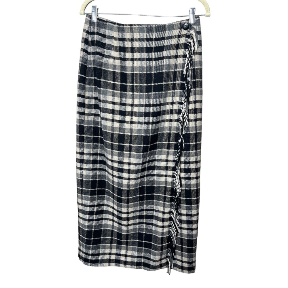 Vintage Real Comfort Wool Plaid Wrap Maxi Skirt - Size 10